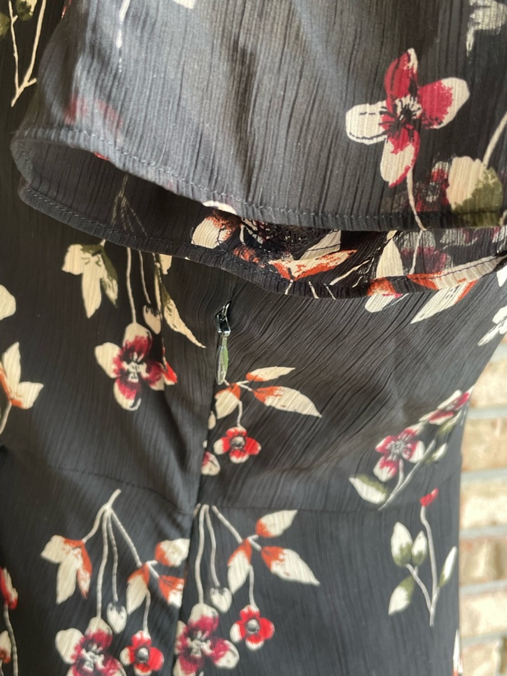 Madewell Black Floral V-Neck Mini Dress - Picture 5 of 7
